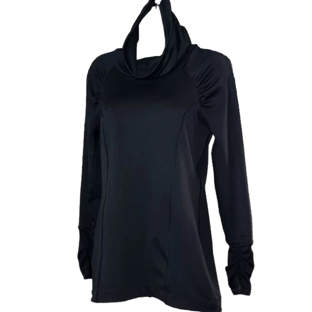 Calia by Carrie Underwood Black Turtle Neck Athletic Stretch Ruched Womens Top M